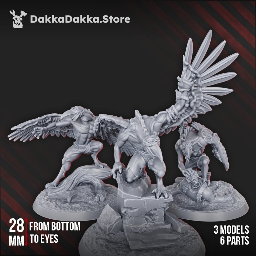 Plague Knights Birdfused Wings Squad, proxy miniature, 28mm heroic scale unpainted resin, view 2
