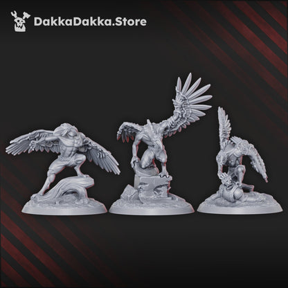 Plague Knights Birdfused Wings Squad, proxy miniature, 28mm heroic scale unpainted resin, view 3