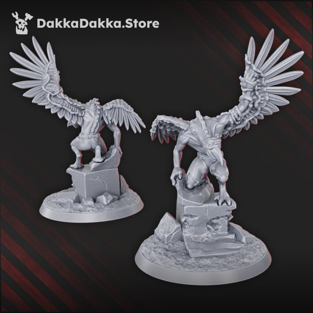 Plague Knights Birdfused Wings Squad, proxy miniature, 28mm heroic scale unpainted resin, view 4