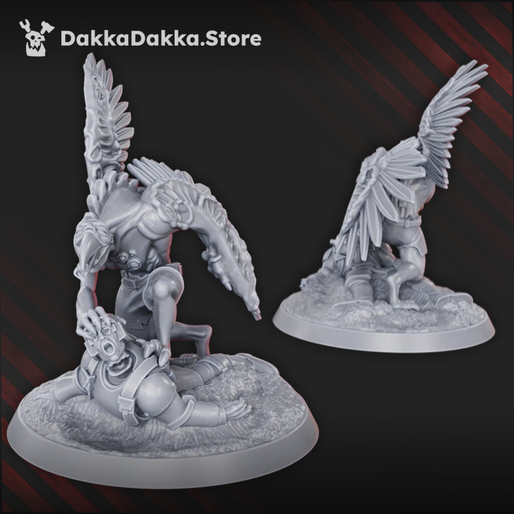 Plague Knights Birdfused Wings Squad, proxy miniature, 28mm heroic scale unpainted resin, view 6