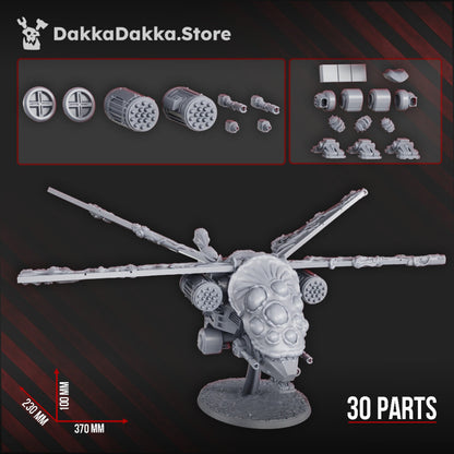 Plague Knights Contaminated Assault Aircraft, proxy miniature, flyer, 28mm heroic scale unpainted resin