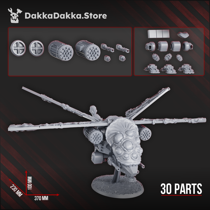 Plague Knights Contaminated Assault Aircraft, proxy miniature, flyer, 28mm heroic scale unpainted resin, view 6