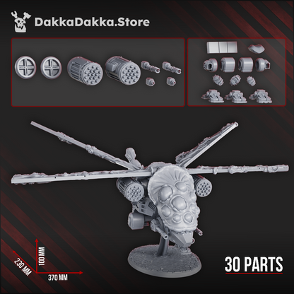 Plague Knights Contaminated Assault Aircraft, proxy miniature, flyer, 28mm heroic scale unpainted resin, view 6