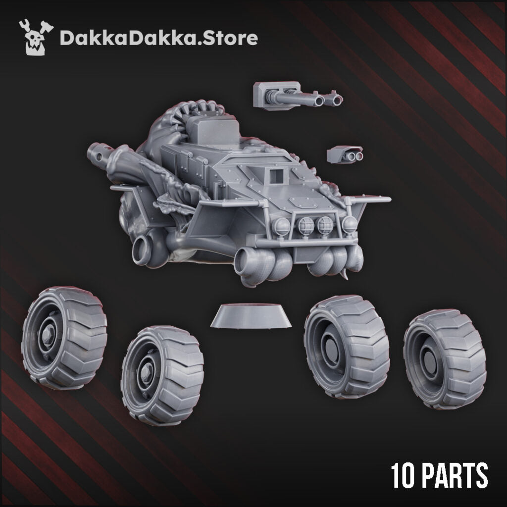 Plague Knights Contaminated Attack Buggy, proxy miniature, vehicle, 28mm heroic scale unpainted resin, view 3