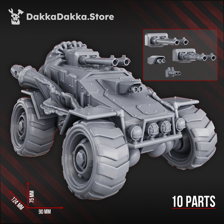 Plague Knights Contaminated Attack Buggy, proxy miniature, vehicle, 28mm heroic scale unpainted resin, view 4