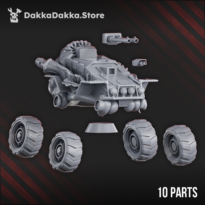 Plague Knights Contaminated Attack Buggy, proxy miniature, vehicle, 28mm heroic scale unpainted resin, view 6