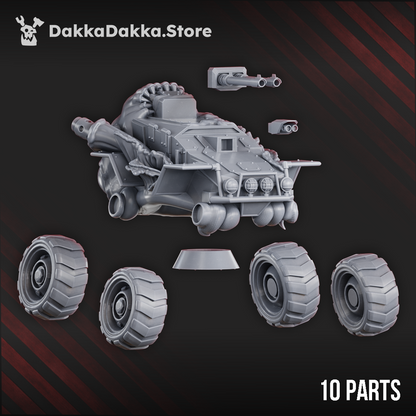 Plague Knights Contaminated Attack Buggy, proxy miniature, vehicle, 28mm heroic scale unpainted resin, view 6