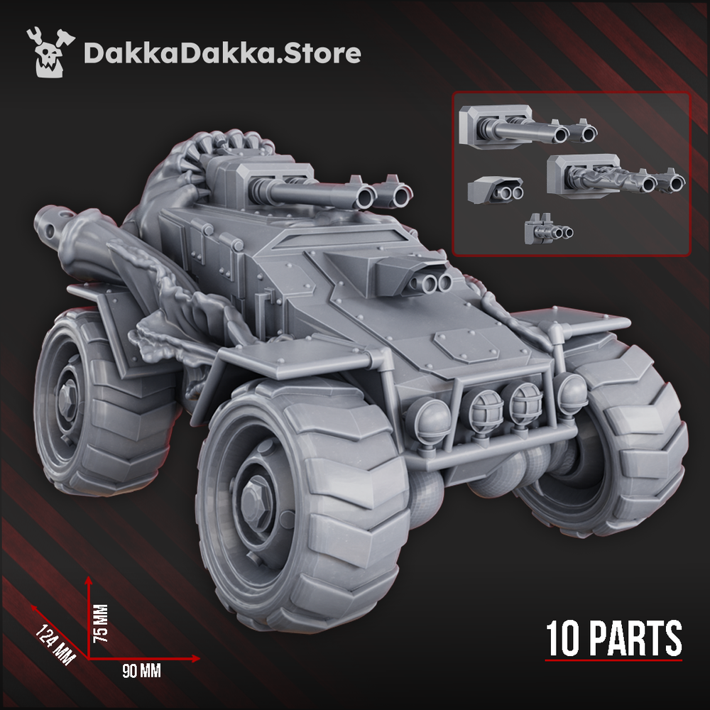 Plague Knights Contaminated Attack Buggy, proxy miniature, vehicle, 28mm heroic scale unpainted resin, view 7