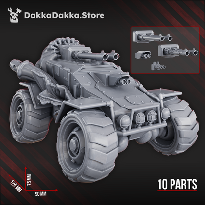 Plague Knights Contaminated Attack Buggy, proxy miniature, vehicle, 28mm heroic scale unpainted resin, view 7