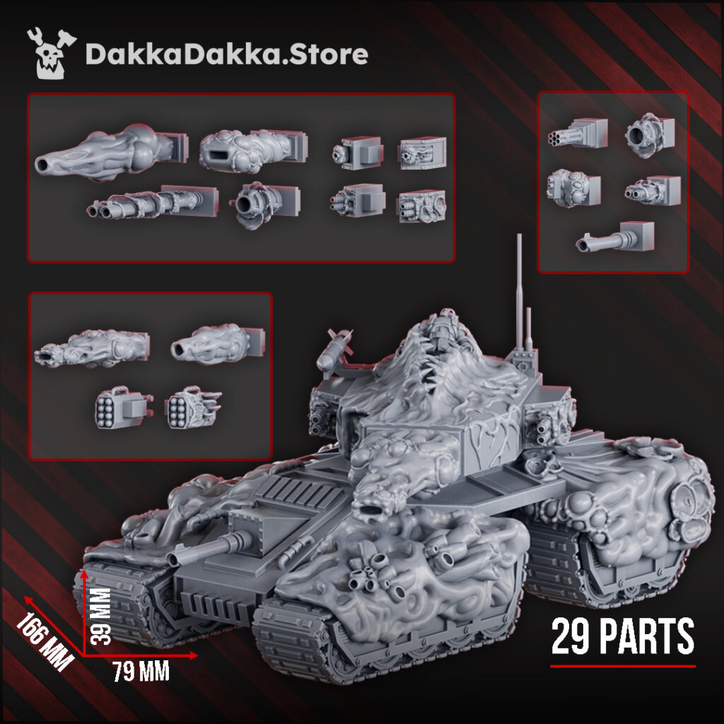 Plague Knights Contaminated Battle Tank, proxy miniature, 28mm heroic scale unpainted resin