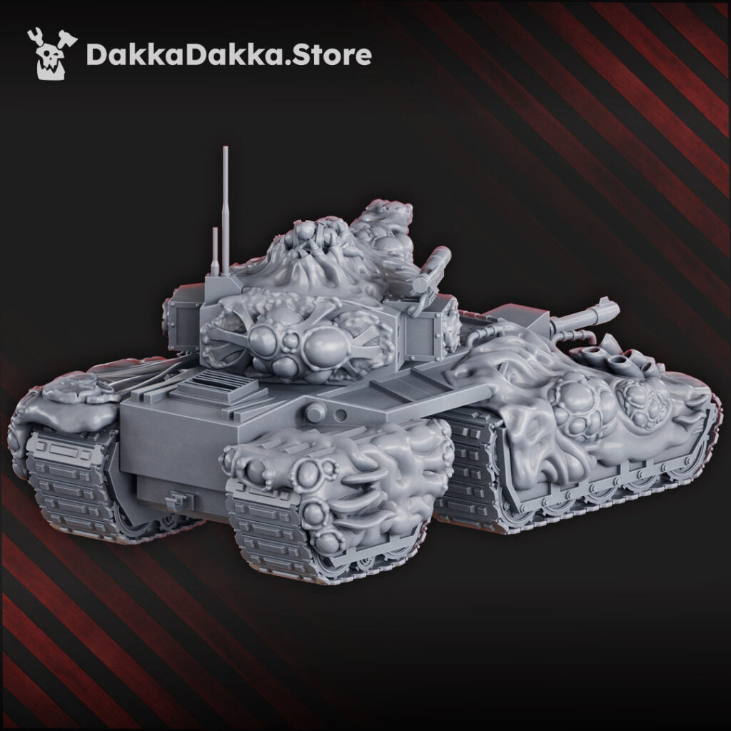 Plague Knights Contaminated Battle Tank, proxy miniature, 28mm heroic scale unpainted resin, view 2