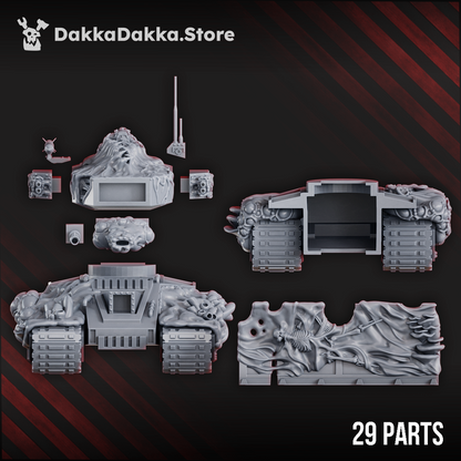 Plague Knights Contaminated Battle Tank, proxy miniature, 28mm heroic scale unpainted resin, view 6