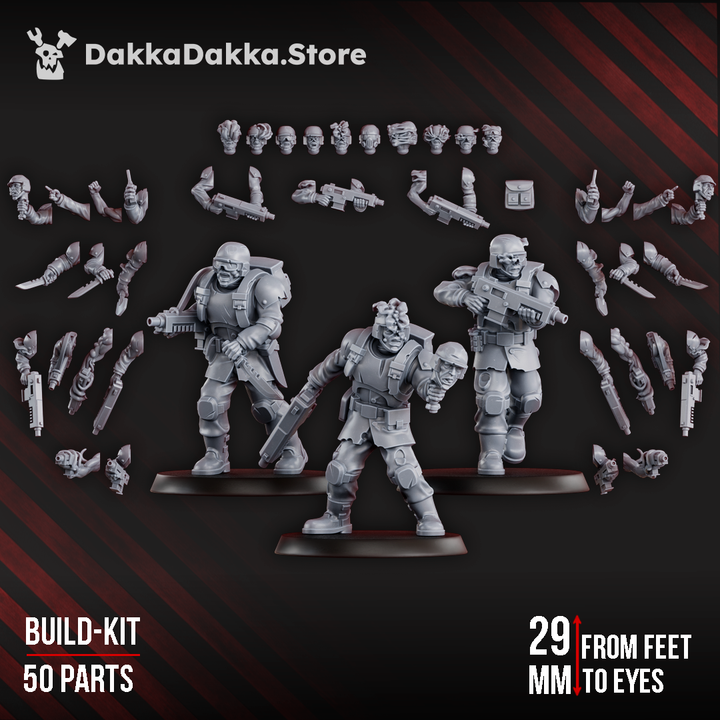 Plague Knights Diseased Planetary Guard (Build Kit), proxy miniature, infantry, 28mm heroic scale unpainted resin, view 6