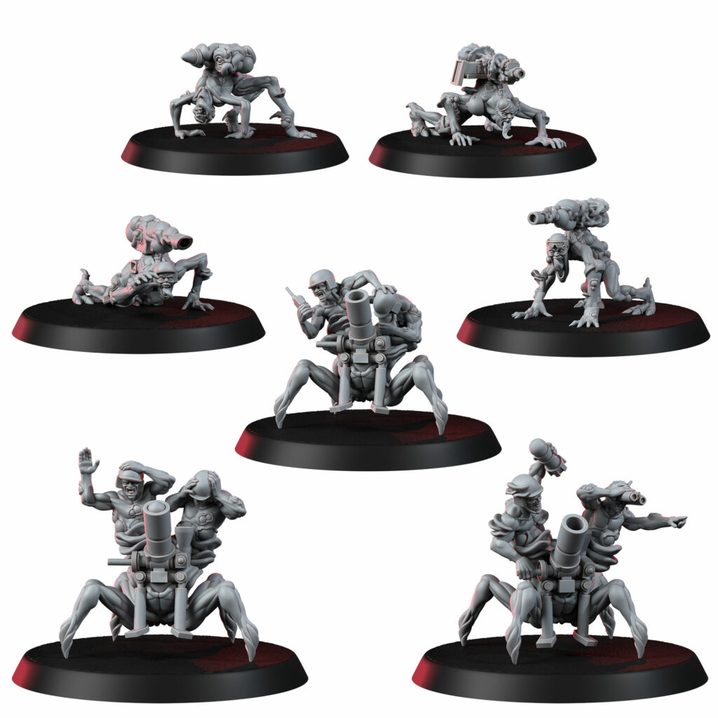 Plague Knights Shroomspawn Weapons Crew Squad, proxy miniature, 28mm heroic scale unpainted resin