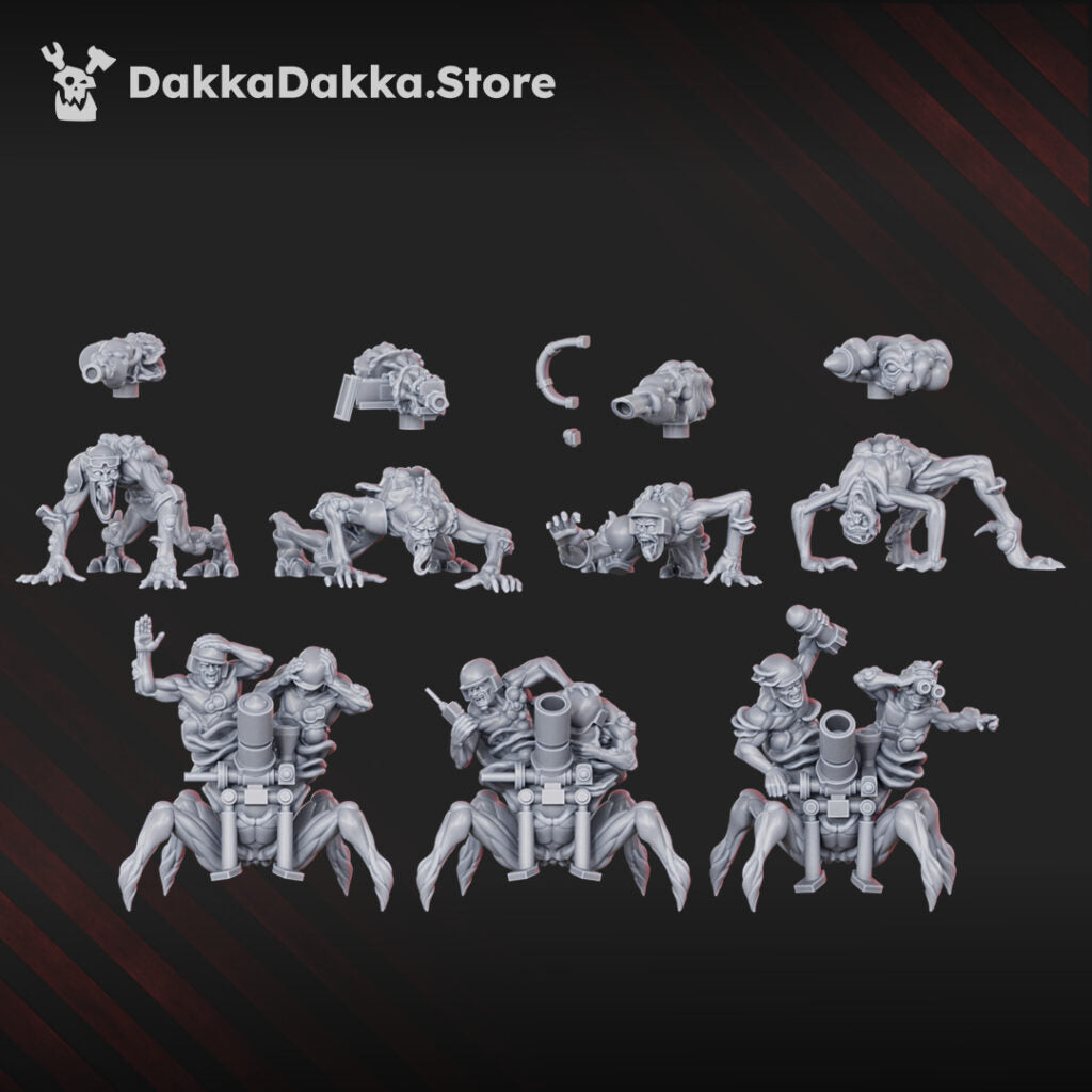 Plague Knights Shroomspawn Weapons Crew Squad, proxy miniature, 28mm heroic scale unpainted resin, view 2