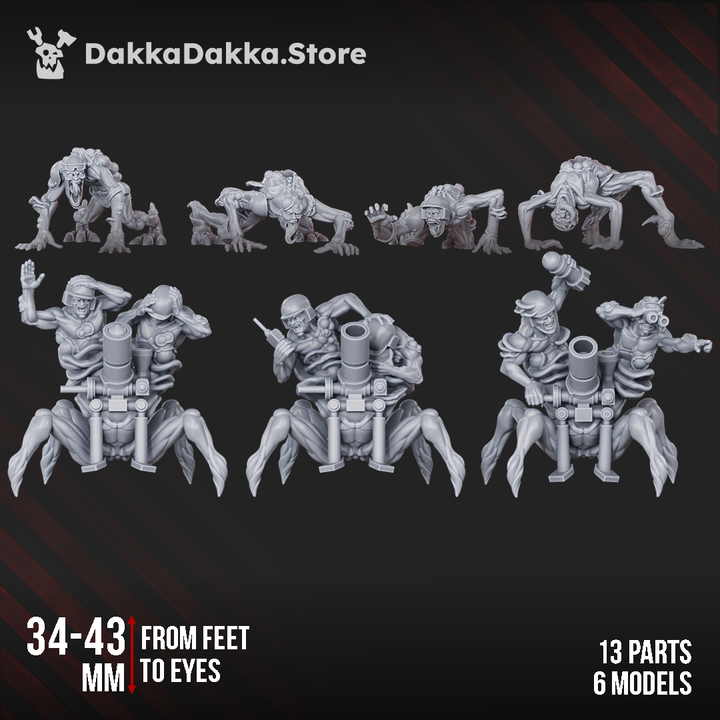 Plague Knights Shroomspawn Weapons Crew Squad, proxy miniature, 28mm heroic scale unpainted resin, view 6