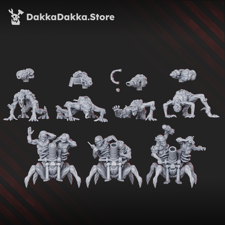 Plague Knights Shroomspawn Weapons Crew Squad, proxy miniature, 28mm heroic scale unpainted resin, view 7
