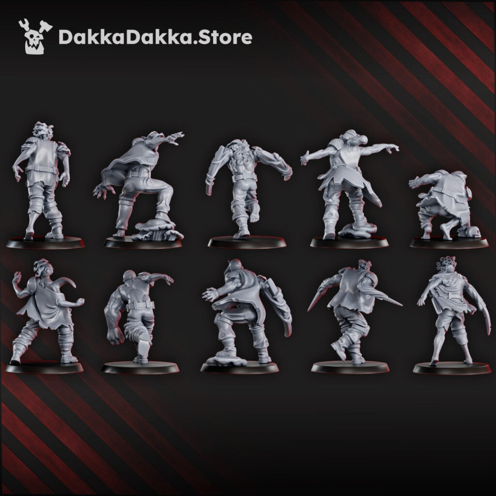 Plague Knights Sporesprinters Squad, proxy miniature, 28mm heroic scale unpainted resin, view 2