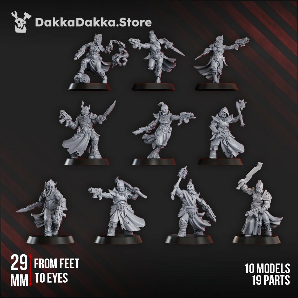 Dark Space Knights Kink Castle Executants V1, proxy miniature, 28mm heroic scale unpainted resin, view 2