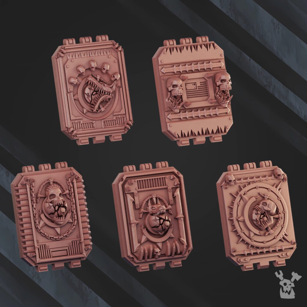 Bloodthirsty Knights Asv Doors V1 (10 Units), resin conversion bits, squad, 28mm heroic scale unpainted resin