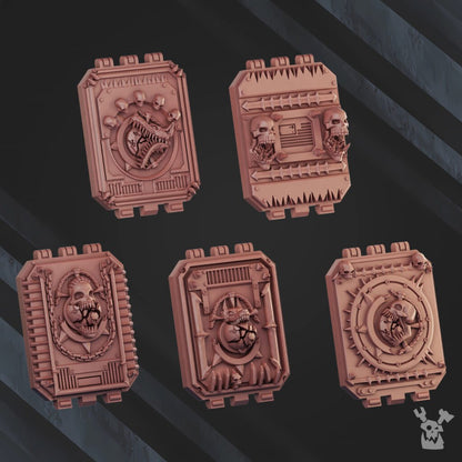 Bloodthirsty Knights Asv Doors V1 (10 Units), resin conversion bits, squad, 28mm heroic scale unpainted resin