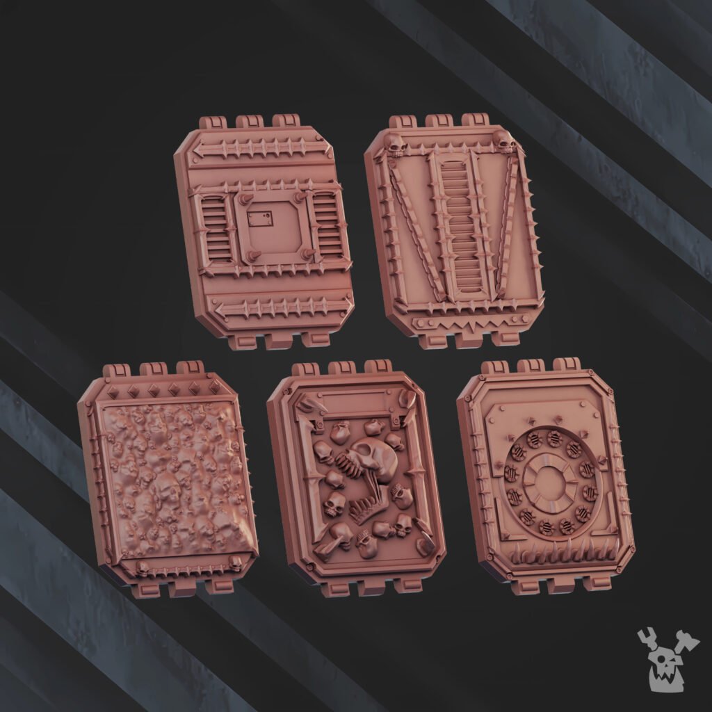 Bloodthirsty Knights Asv Doors V2 (10 Units), resin conversion bits, squad, 28mm heroic scale unpainted resin