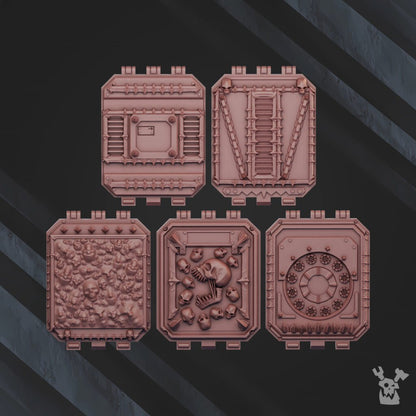 Bloodthirsty Knights Asv Doors V2 (10 Units), resin conversion bits, squad, 28mm heroic scale unpainted resin, view 2