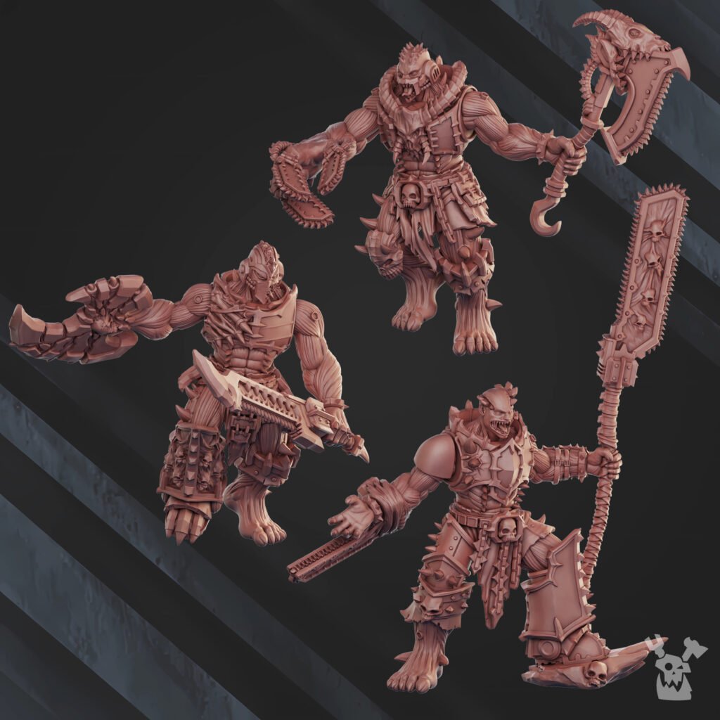 Bloodthirsty Knights Cursed Bone Shredders Squad, proxy miniature, 28mm heroic scale unpainted resin