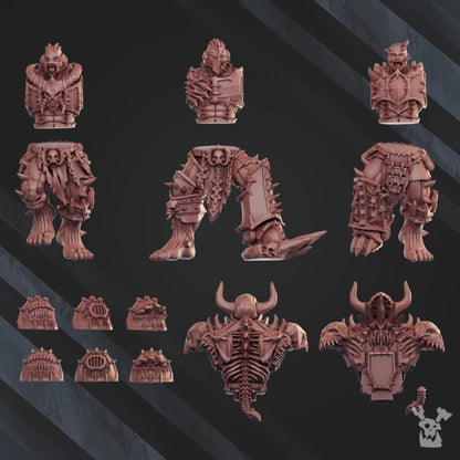 Bloodthirsty Knights Cursed Bone Shredders Squad, proxy miniature, 28mm heroic scale unpainted resin, view 6