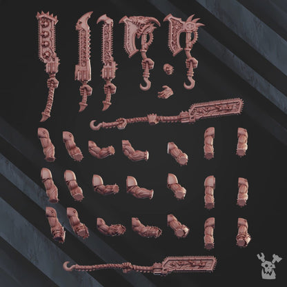Bloodthirsty Knights Cursed Bone Shredders Squad, proxy miniature, 28mm heroic scale unpainted resin, view 8