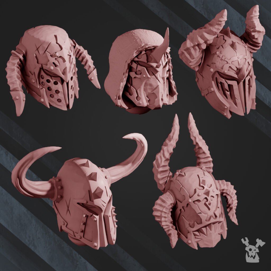 Bloodthirsty Knights Cw Helmets Knights Of The Dark Side, resin conversion bits, bits, 28mm heroic scale unpainted, view 2