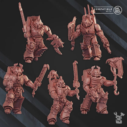 Bloodthirsty Knights Kill Obsessed Squad, proxy miniature, 28mm heroic scale unpainted resin