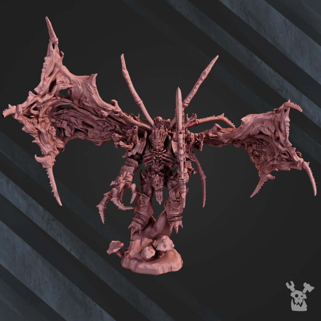 Plague Knights Avatar With Wings, proxy miniature, 28mm heroic scale unpainted resin, view 3