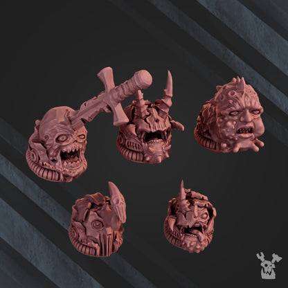 Plague Knights Destroyer Head Set, resin conversion bits, heads, 28mm heroic scale unpainted resin, view 2
