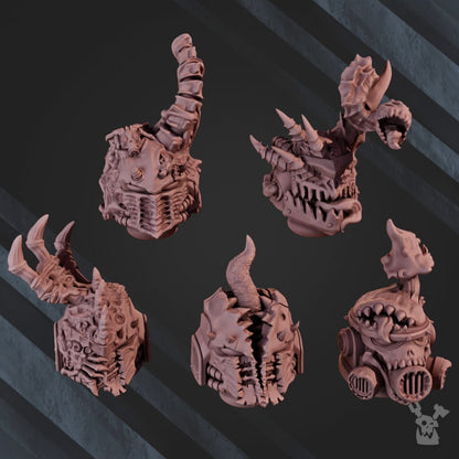 Plague Knights Helmets Set, resin conversion bits, bits, 28mm heroic scale unpainted resin