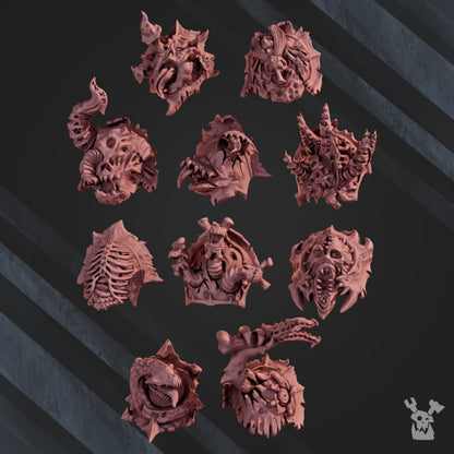 Plague Knights Shoulder Pads Set V3, resin conversion bits, 28mm heroic scale unpainted resin, view 2