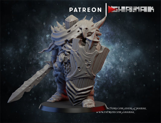Plague Knights Pestilence Warrior V2, proxy miniature, infantry, 28mm heroic scale unpainted resin