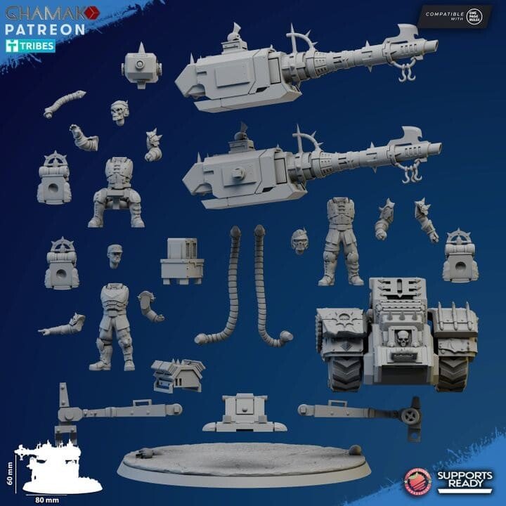 Dark Space Knights Artillery With Heavy Laser, proxy miniature, 28mm heroic scale unpainted resin, view 3