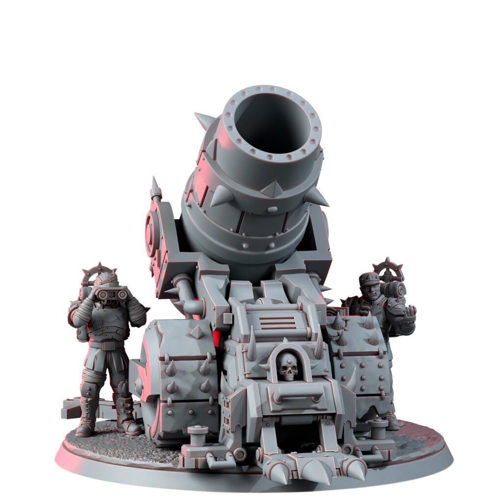 Dark Space Knights Artillery With Mortar, proxy miniature, 28mm heroic scale unpainted resin