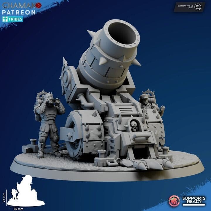 Dark Space Knights Artillery With Mortar, proxy miniature, 28mm heroic scale unpainted resin, view 2