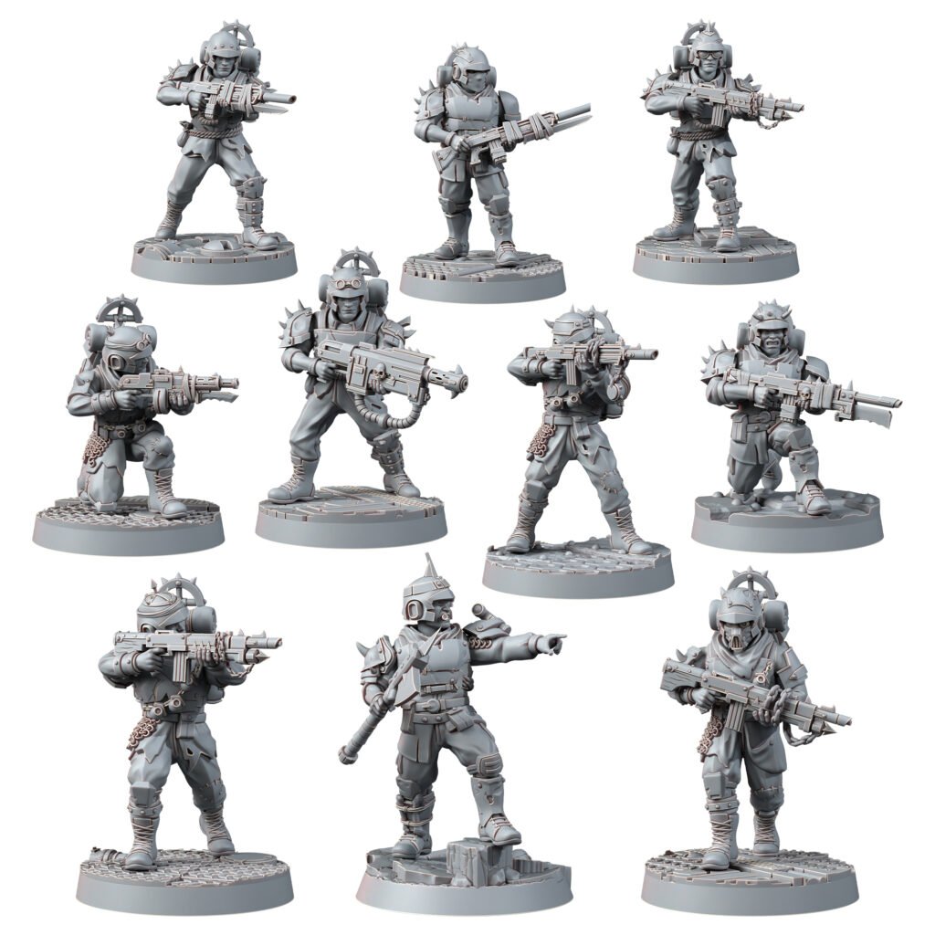 Dark Space Knights Fell Strike Squad, proxy miniature, 28mm heroic scale unpainted resin