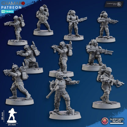Dark Space Knights Fell Strike Squad, proxy miniature, 28mm heroic scale unpainted resin, view 2