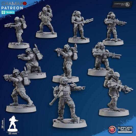 Dark Space Knights Fell Strike Squad, proxy miniature, 28mm heroic scale unpainted resin, view 2