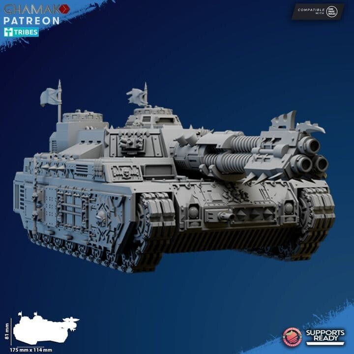 Dark Space Knights Sabretooth Tank, proxy miniature, 28mm heroic scale unpainted resin, view 2