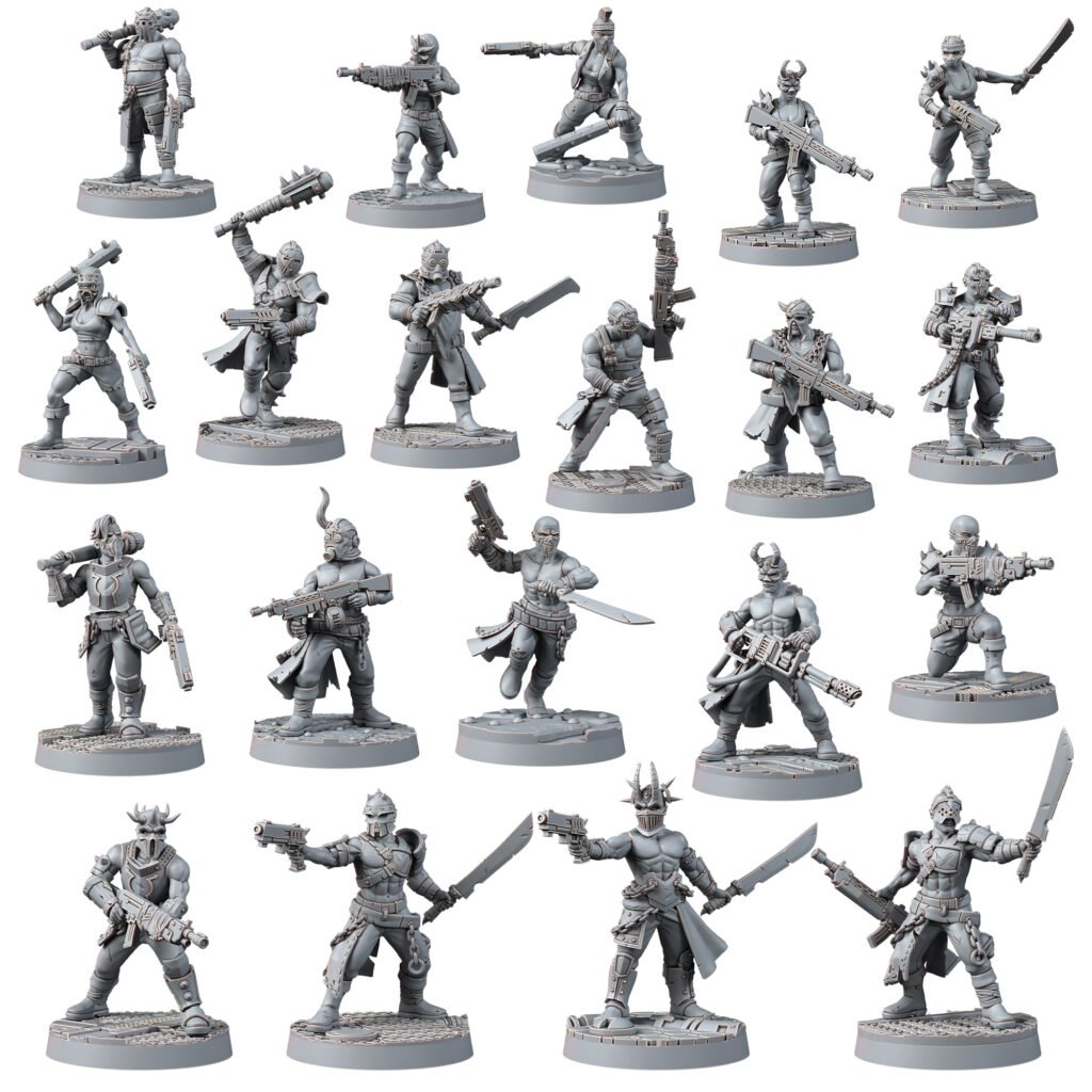 Dark Space Knights Cultist (20 Units), proxy miniature, squad, 28mm heroic scale unpainted resin