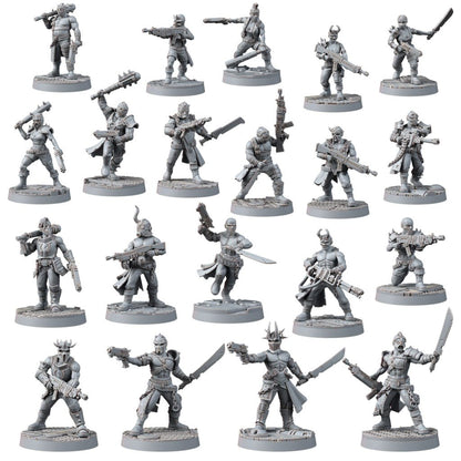 Dark Space Knights Cultist (20 Units), proxy miniature, squad, 28mm heroic scale unpainted resin