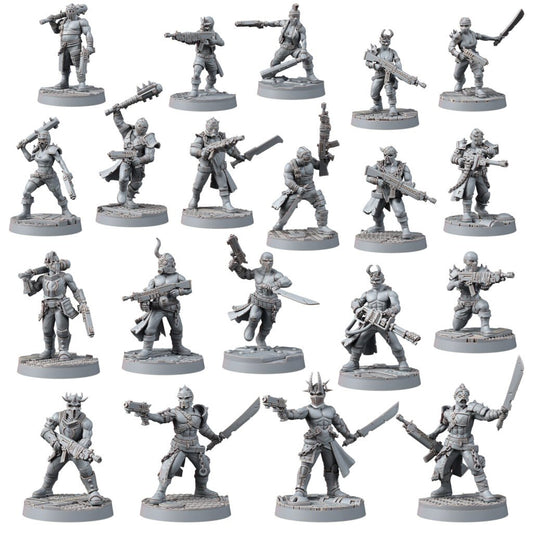 Dark Space Knights Cultist (20 Units), proxy miniature, squad, 28mm heroic scale unpainted resin
