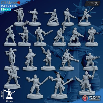 Dark Space Knights Cultist (20 Units), proxy miniature, squad, 28mm heroic scale unpainted resin, view 2