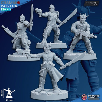 Dark Space Knights Cultist (20 Units), proxy miniature, squad, 28mm heroic scale unpainted resin, view 7