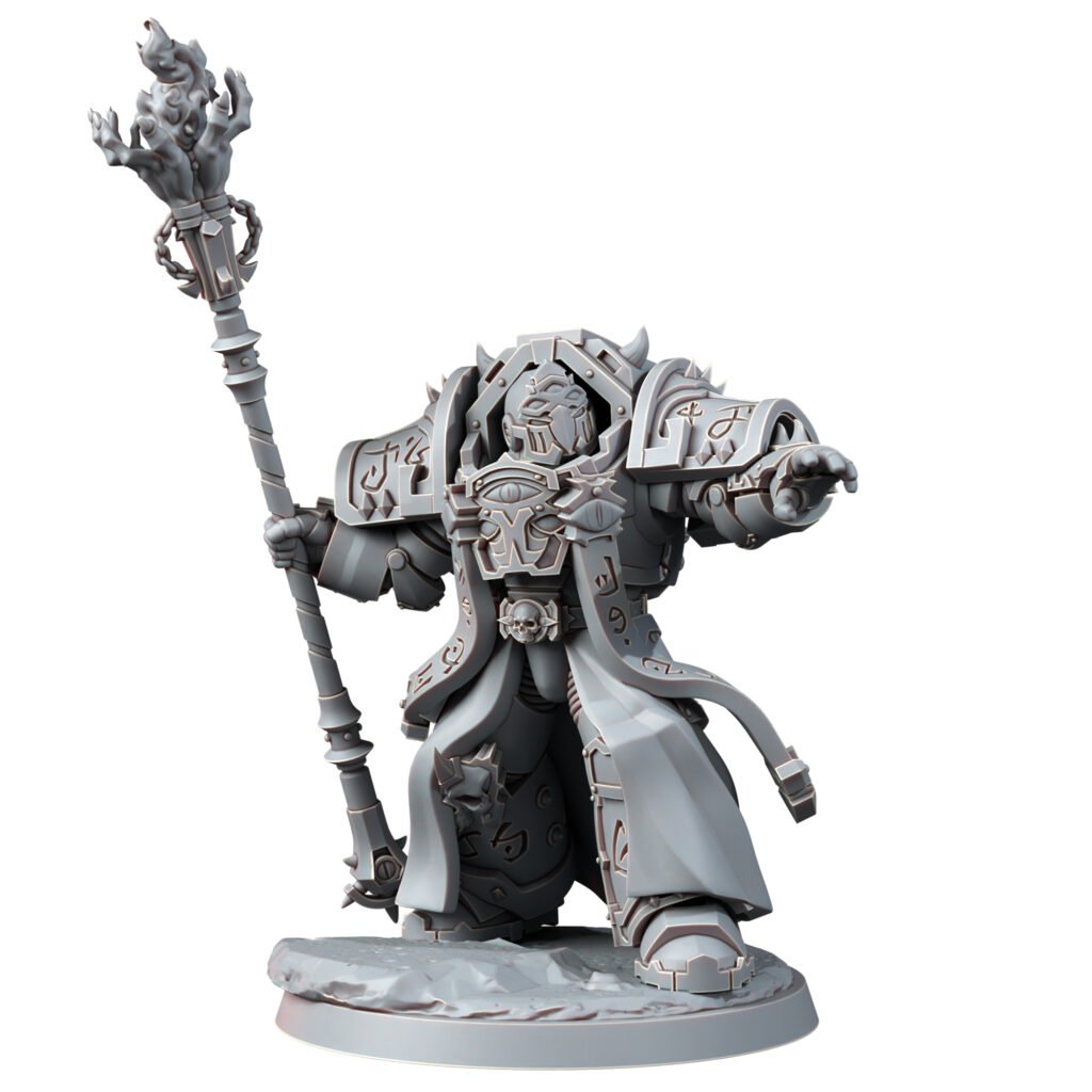 Dark Space Knights Dark Warlock, proxy miniature, 28mm heroic scale unpainted resin
